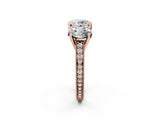 Rose gold Three-Stone Round Diamond Milgrain Pave Band with Prong Setting 2