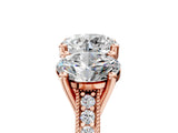 Rose gold Three-Stone Round Diamond Milgrain Pave Band with Prong Setting 5