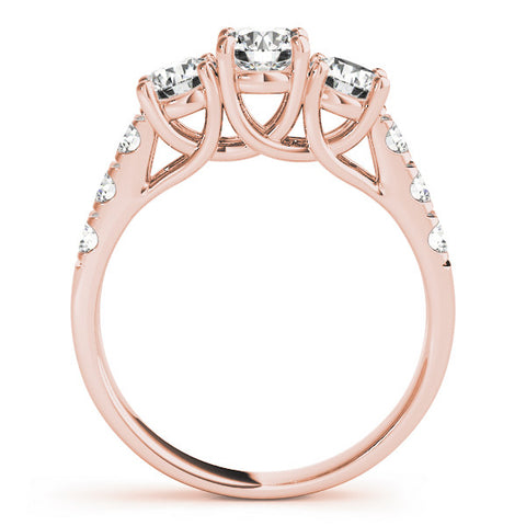 Rose gold Three-Stone Round Diamond Pavé Band with Prong Setting 2
