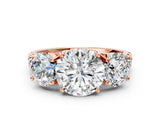 Rose gold Three-Stone Round Diamond Pavé Band with Prong Setting_3