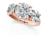 Rose gold Three-Stone Round Diamond Pavé Band with Prong Setting_4