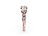 Rose gold Three-Stone Round Diamond Pavé Band with Prong Setting_5