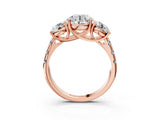 Rose gold Three-Stone Round Diamond Pavé Band with Prong Setting_6