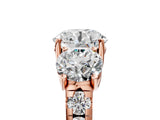 Rose gold Three-Stone Round Diamond Pavé Band with Prong Setting_8