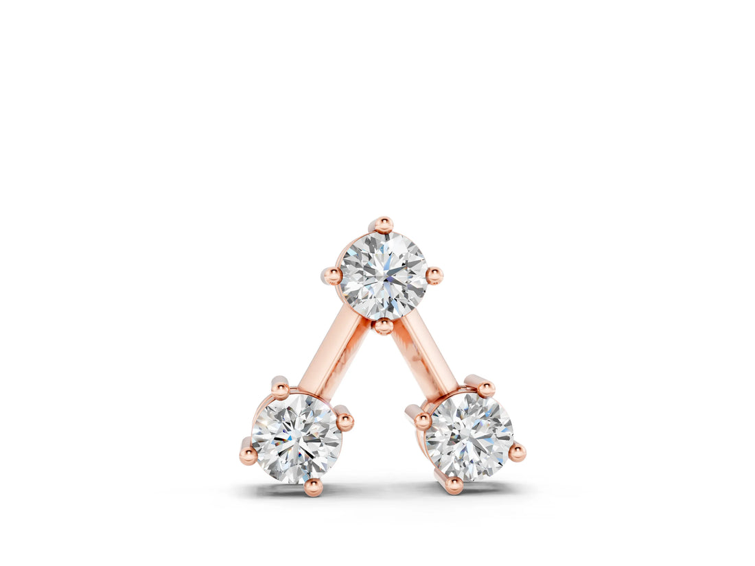 Rose gold Three-Stone Round Diamond Prong Set Pendant_6