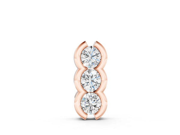 Rose gold Three Stone Round Diamond Shared Prong Pendant