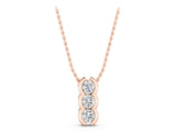Rose gold Three Stone Round Diamond Shared Prong Pendant_7