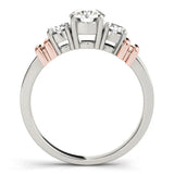 Rose gold Three-Stone Round Diamond Solitaire Ring with Channel Band and Prong Setting 2