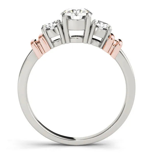 Rose gold Three-Stone Round Diamond Solitaire Ring with Channel Band and Prong Setting
