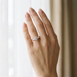 Rose gold Three-Stone Round Diamond Solitaire Ring with Channel Band and Prong Setting_12