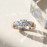 Rose gold Three-Stone Round Diamond Solitaire Ring with Channel Band and Prong Setting_15