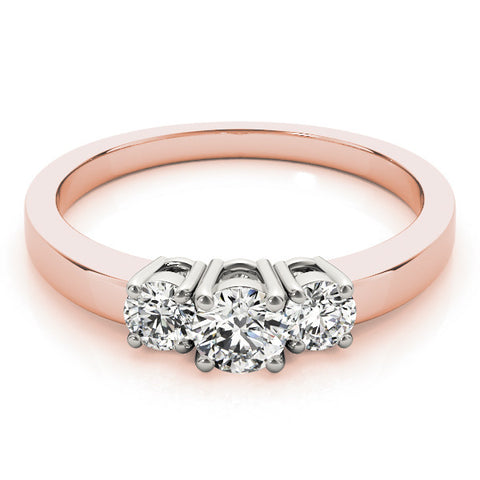 Rose gold Three-Stone Round Diamond Solitaire Ring with Channel Set Band and Four-Prong Setting 1