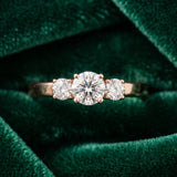 Rose gold Three-Stone Round Diamond Solitaire Ring with Channel Set Band and Four-Prong Setting_15