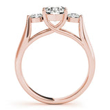Rose gold Three-Stone Round Diamond Solitaire with Tapered Band and Four-Prong Setting 2
