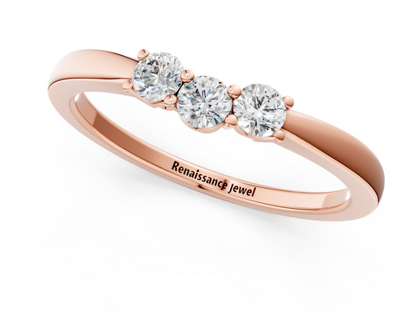 Rose gold Three-Stone Round Diamond Tension Set Solitaire Band with Prong Setting