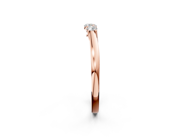 Rose gold Three-Stone Round Diamond Tension Set Solitaire Band with Prong Setting