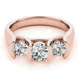 Rose gold Three-Stone Round Diamond Trellis Engagement Ring with Channel-Set Band 1
