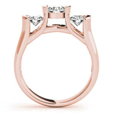 Rose gold Three-Stone Round Diamond Trellis Engagement Ring with Channel-Set Band 2