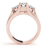 Rose gold Three-Stone Round Diamond Trellis Engagement Ring with Split Shank Band 2