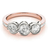 Rose gold Three-Stone Round Diamond Twist Band with Channel Setting 1
