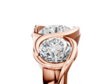 Rose gold Three-Stone Round Diamond Wave Band with Bezel Setting_11