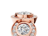 Rose gold Three-Stone Round Halo Pavé Diamond Ring_8