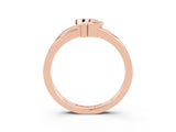 Rose gold Three-Stone Round Moissanite Leaf Bypass Ring with Bezel Setting_9
