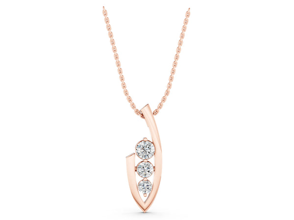 Rose gold Three-Stone Round Prong-Set Pendant