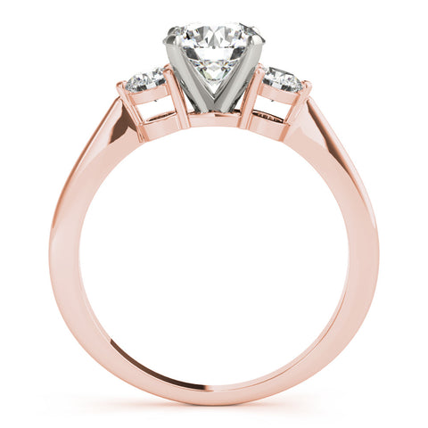 Rose gold Three-Stone Round Solitaire Ring with Tapered Band and Four-Prong Setting 1