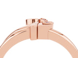 Rose gold Three-Stone Round Tanzanite Leaf Bypass Ring with Bezel Setting_10