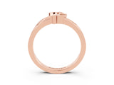 Rose gold Three-Stone Round Tanzanite Leaf Bypass Ring with Bezel Setting_9