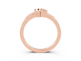 Rose gold Three-Stone Round Yellow Sapphire Leaf Bypass Ring with Bezel Setting_21
