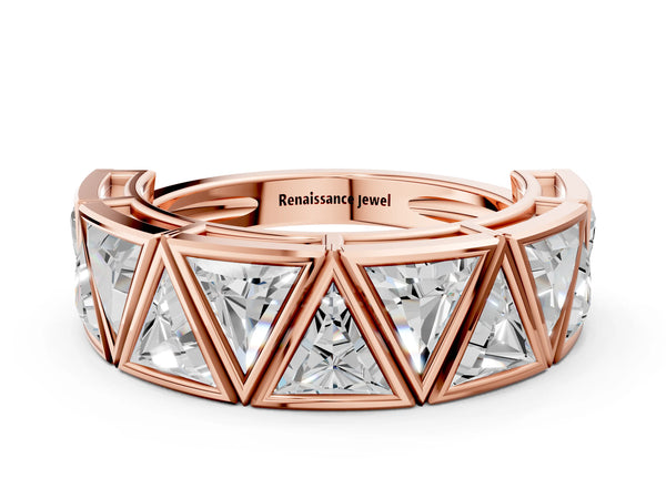 Rose gold Triangle Diamond Geometric Mens Band
