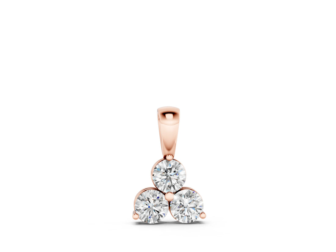 Rose gold Triangular Cluster Round Diamond Prong Pendant_16