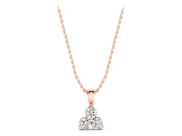 Rose gold Triangular Cluster Round Diamond Prong Pendant