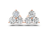 Rose gold Triangular Cluster Round Diamond Stud Earrings with Prong Setting_22