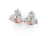Rose gold Triangular Cluster Round Diamond Stud Earrings with Prong Setting_23