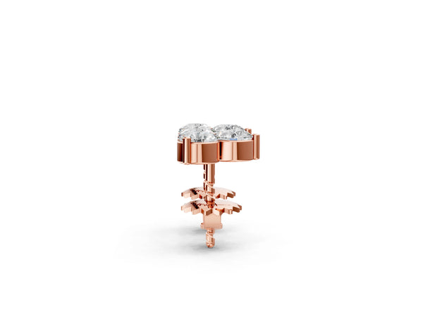 Rose gold Triangular Cluster Round Diamond Stud Earrings with Prong Setting