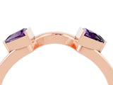 Rose gold Trillion Amethyst Open Band Ring with Bezel Setting_10