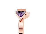 Rose gold Trillion Amethyst Open Band Ring with Bezel Setting_11
