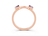 Rose gold Trillion Amethyst Open Band Ring with Bezel Setting_9