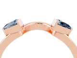 Rose gold Trillion Aquamarine Open Band Ring with Bezel Setting_10