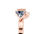 Rose gold Trillion Aquamarine Open Band Ring with Bezel Setting_11