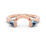 Rose gold Trillion Aquamarine Open Band Ring with Bezel Setting_6