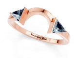 Rose gold Trillion Aquamarine Open Band Ring with Bezel Setting_7