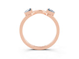 Rose gold Trillion Aquamarine Open Band Ring with Bezel Setting_9