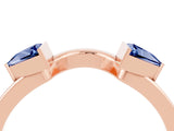 Rose gold Trillion Blue Sapphire Open Band Ring with Bezel Setting_10