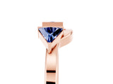 Rose gold Trillion Blue Sapphire Open Band Ring with Bezel Setting_11