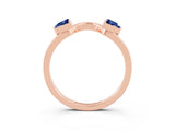 Rose gold Trillion Blue Sapphire Open Band Ring with Bezel Setting_9