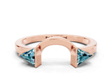 Rose gold Trillion Blue Topaz Open Band Ring with Bezel Setting_6